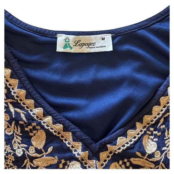 Blue and Gold Embellished 3/4 Sleeve Tunic - Picture 3 of 7